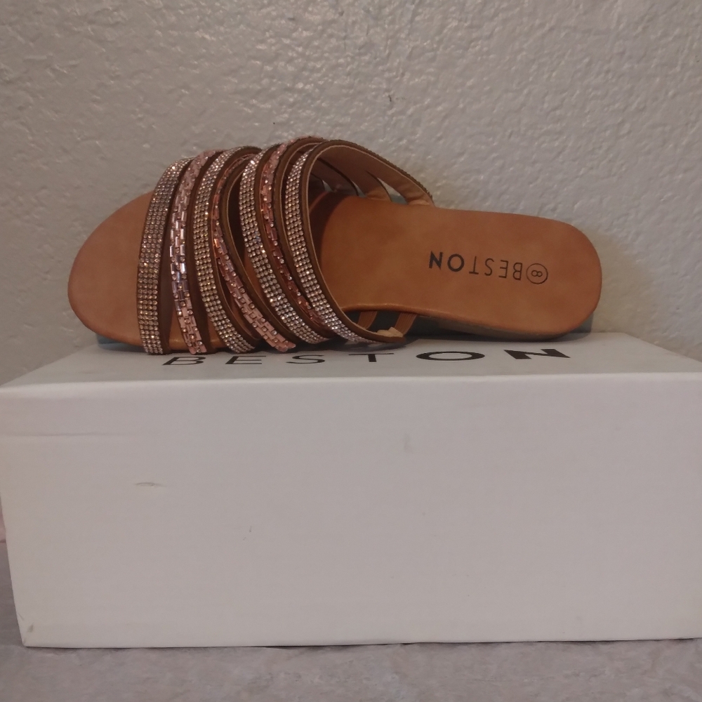 Rose Gold flat sandals